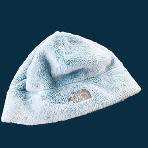 The North Face TNF Girls One Size Blue Fleece Osito Winter Hat Cozy Snow Warm